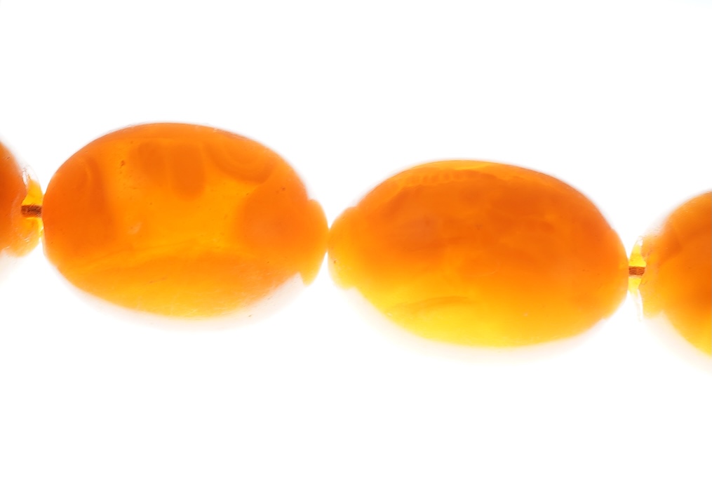 An amber bead necklace